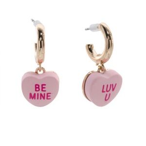 Betsey Johnson sweetheart pink huggie earrings